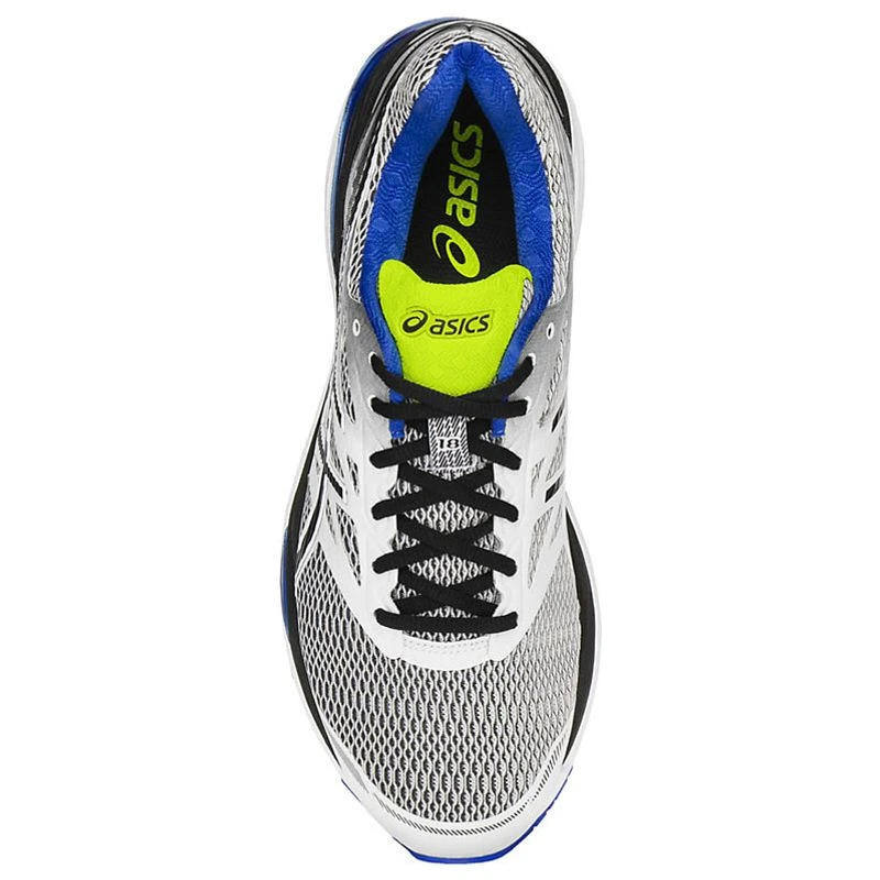 Asics Mens Gel Cumulus 18 Shoes White Black Electric Blue Sportpur