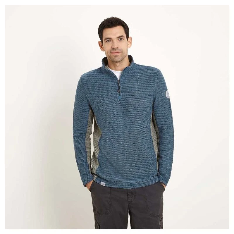 Weird Fish Cruiser Eco 1/4 Zip Macaroni Sweatshirt Denim Blue, Ecru, 5X-Large At Men's