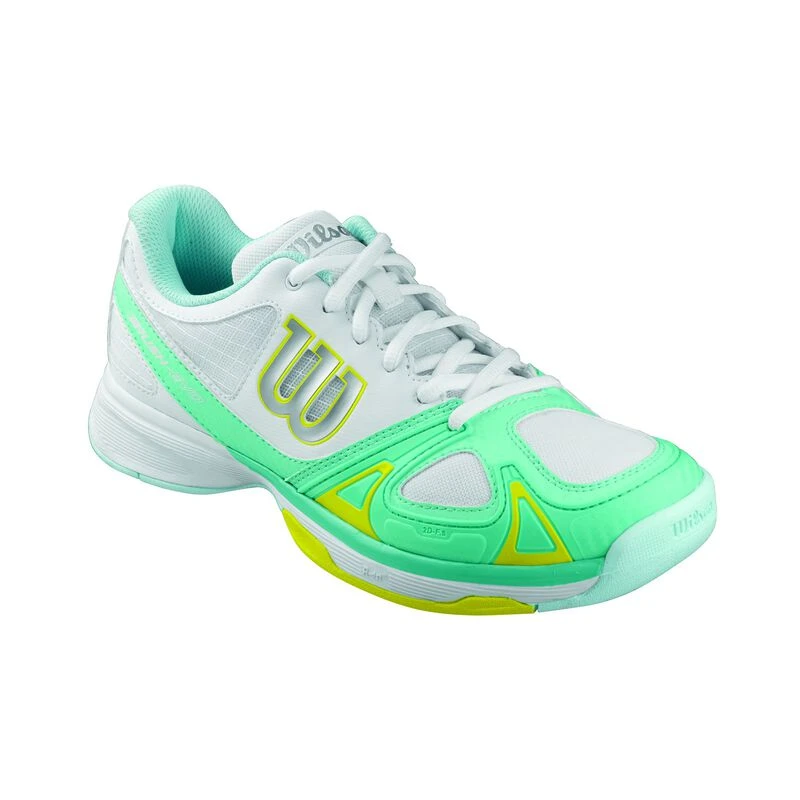 Womens Rush Evo Tennis Shoes (White/Aruba Blue/Corona Yellow)
