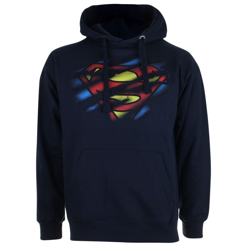 Felpa con cappuccio Uomo Superman Torn Logo