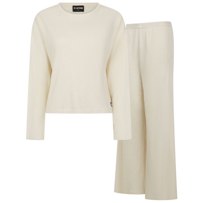 Pigiama Donna Marble Waffle Long Sleeve Tee & Lounge Joggers