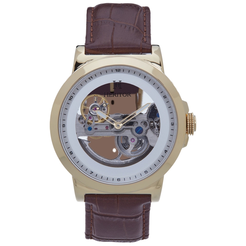 Orologio Uomo Xander Semi-Skeleton Leather Band