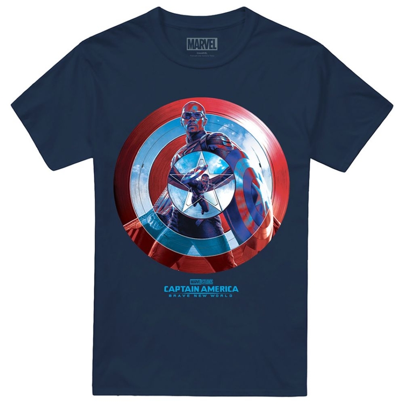 T-shirt maniche corte Uomo Captain America Brave New World Sam Wilson Red White And Blue