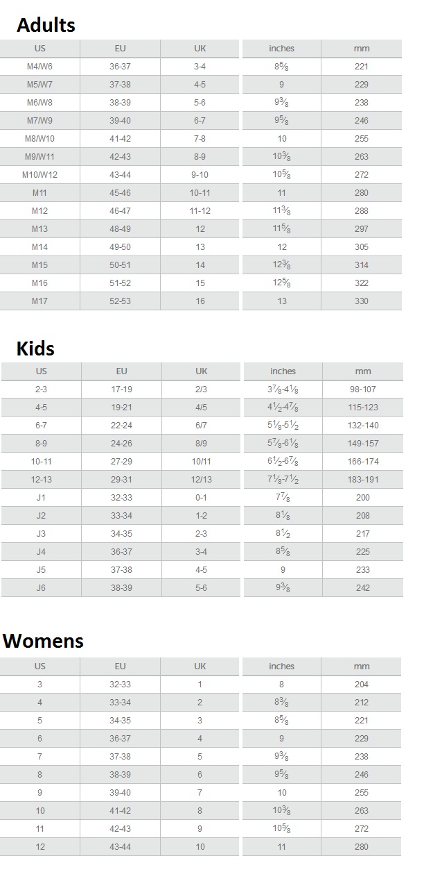 crocs size chart