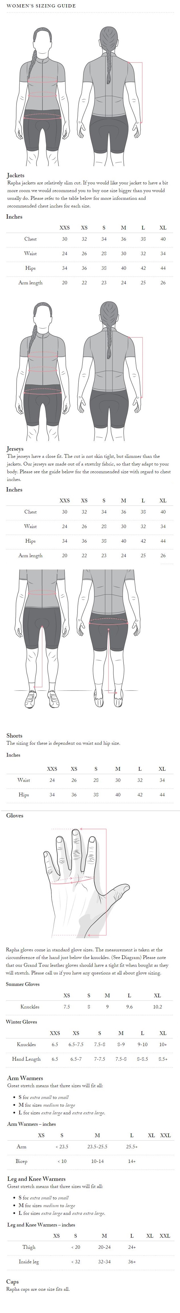 Rapha Size Guide