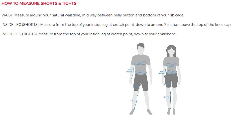 Impsport Size Guide