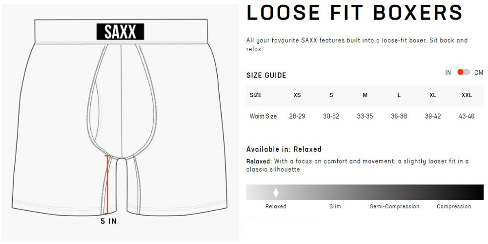 Saxx Size Guide