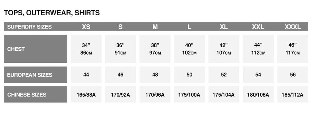 Sport Coat Measurement Chart