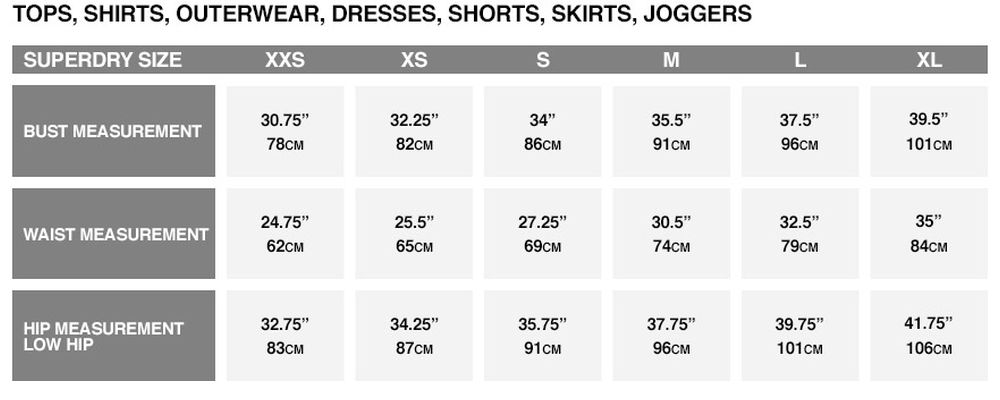 Universal Jeans Size Chart