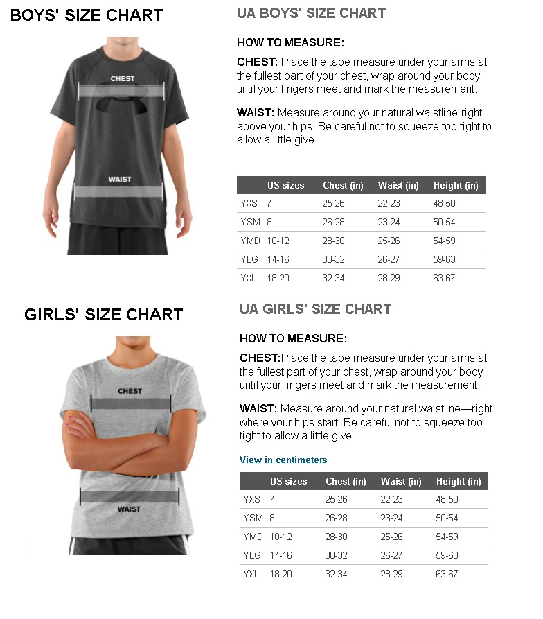 Under Armour T Shirt Size Chart