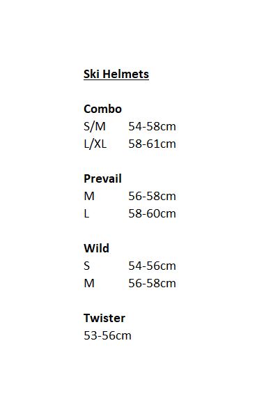 Prevail Sizing Guide