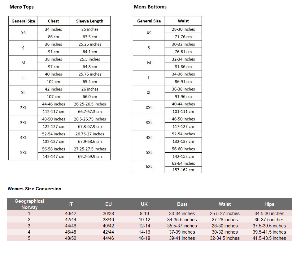 cine Mejorar Transitorio Geographical Norway Size Guide