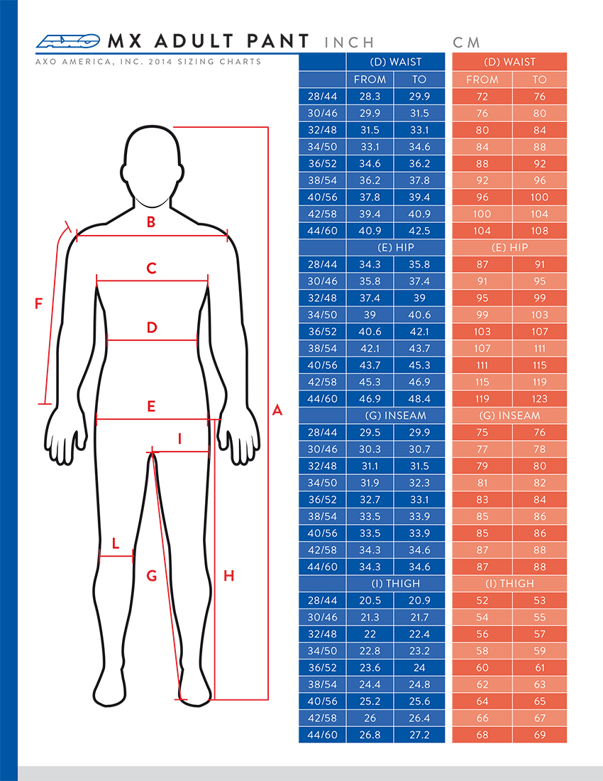 AXO Size Guide