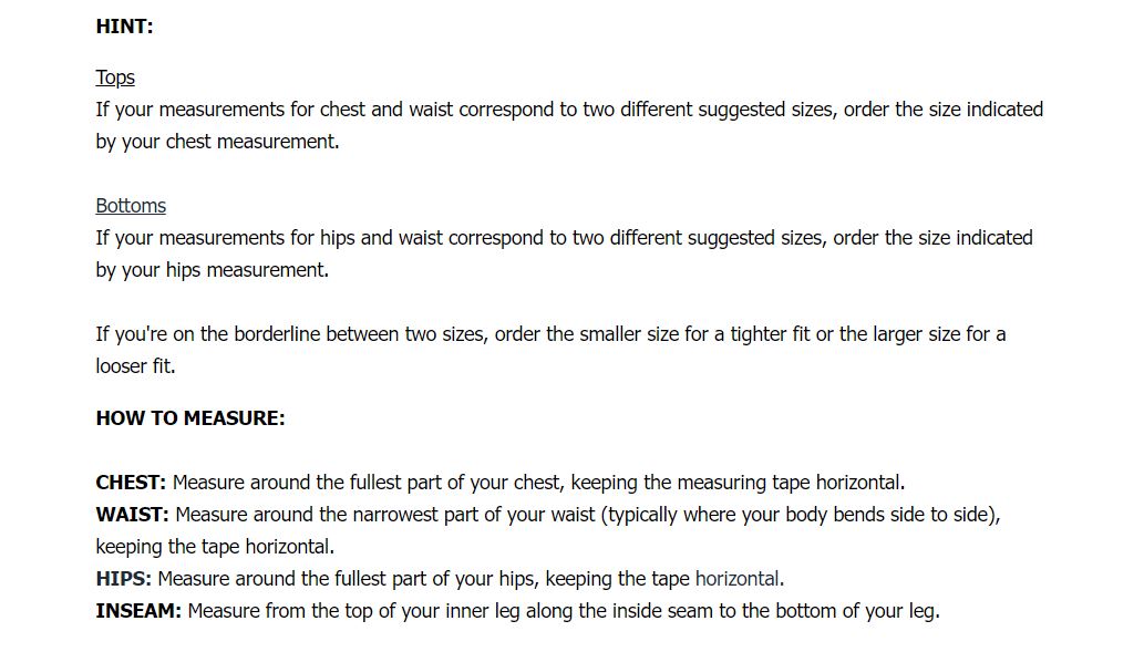 Ante Size Guide