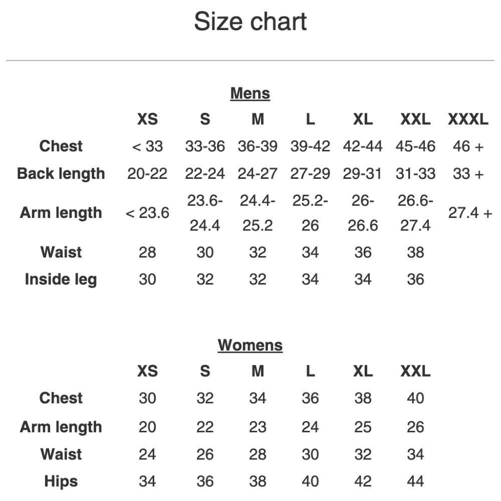 ArmaUrto Size Guide