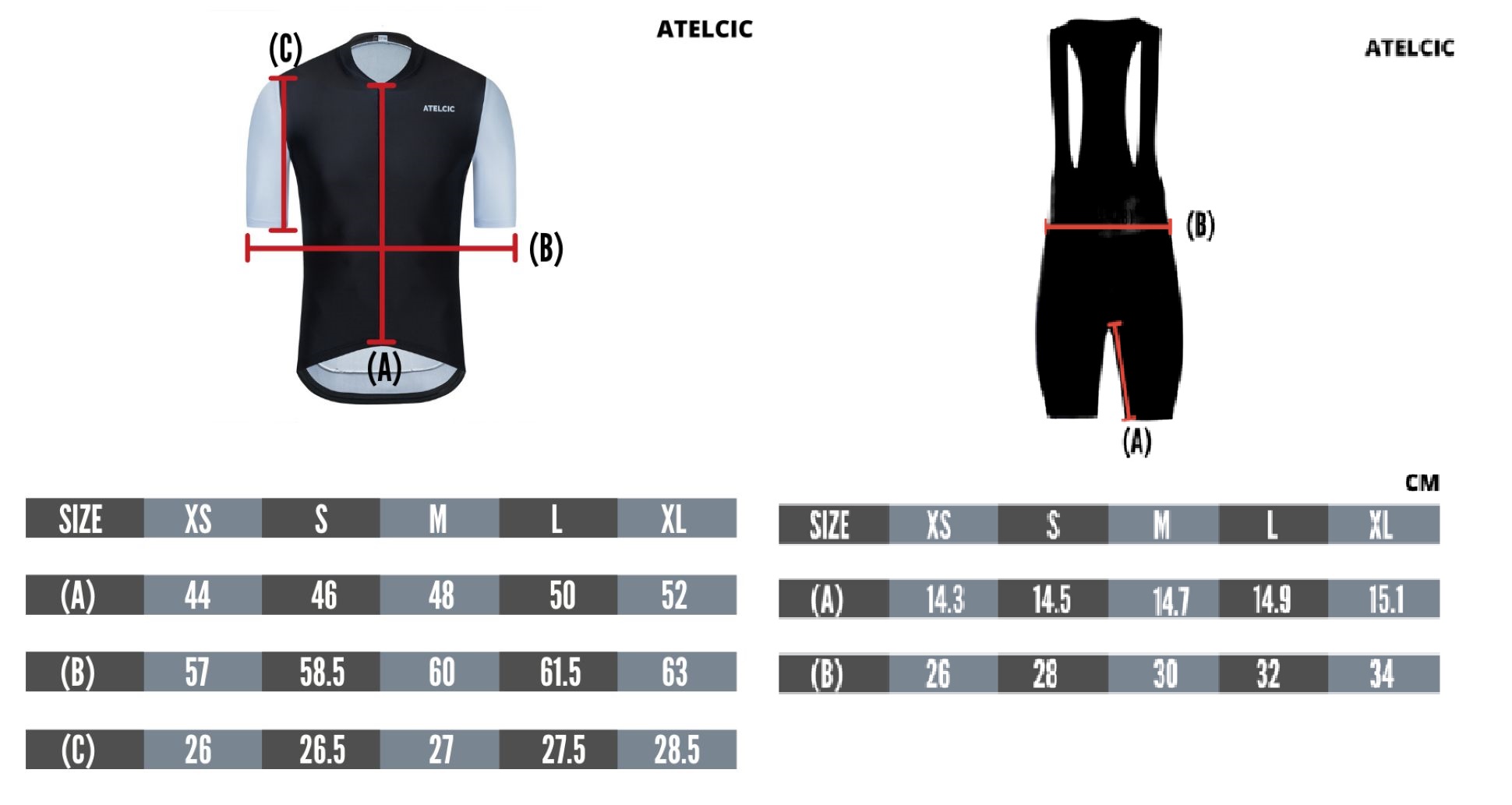 Atelcic Cycling Size Guide
