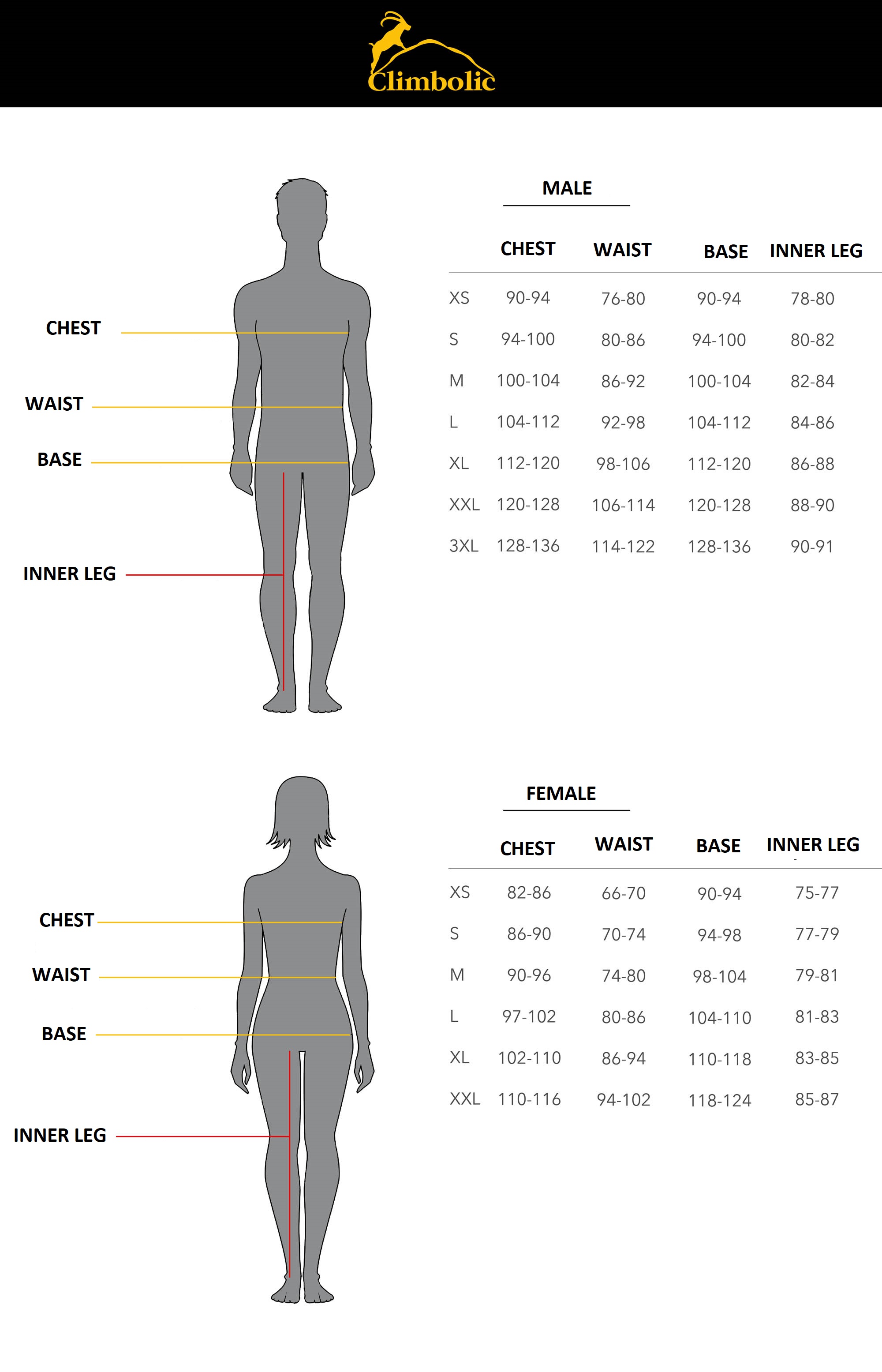 Climbolic Size Guide