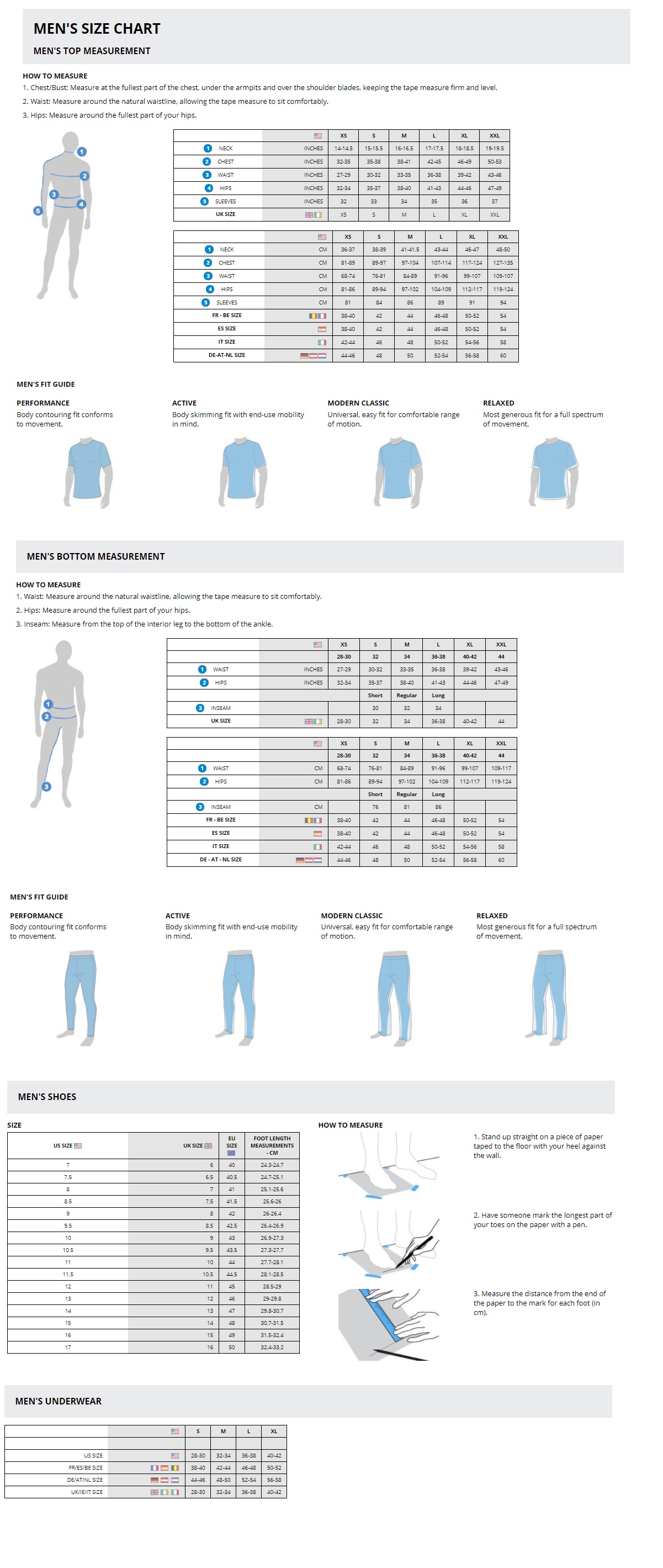 Columbia Sizing Chart For Men