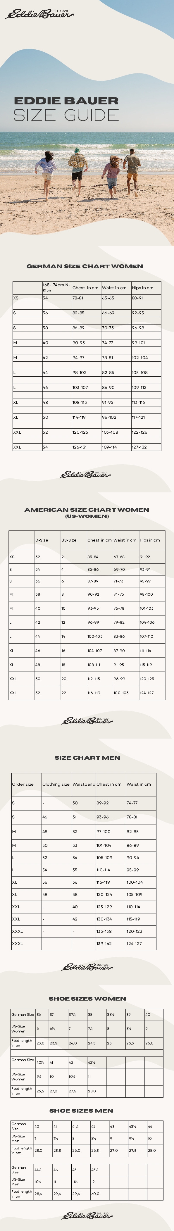 Eddie Bauer Size Guide