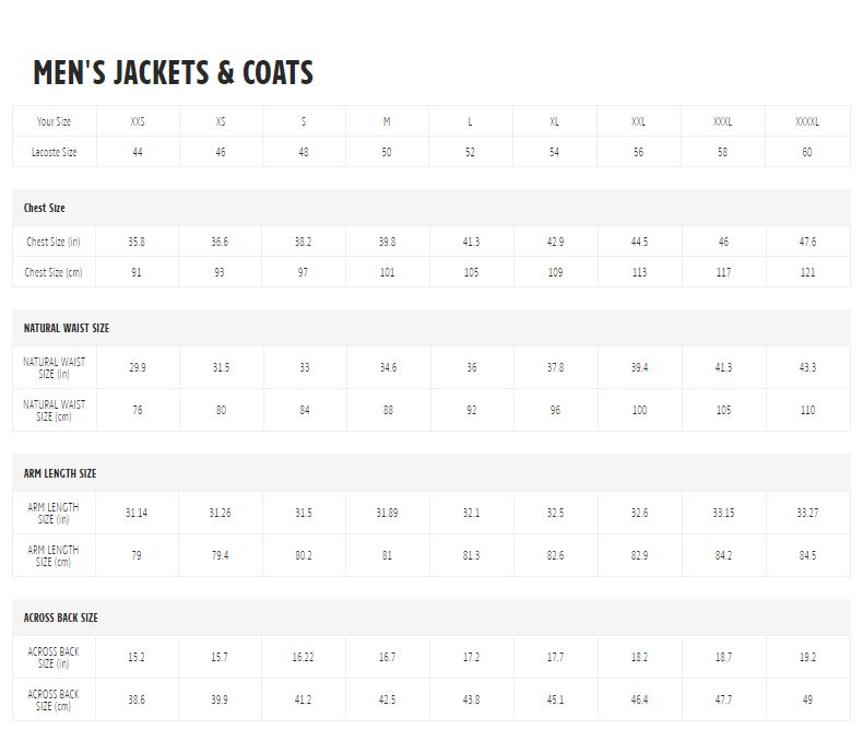 Lacoste Sizing Chart Shop Emergencydentistry
