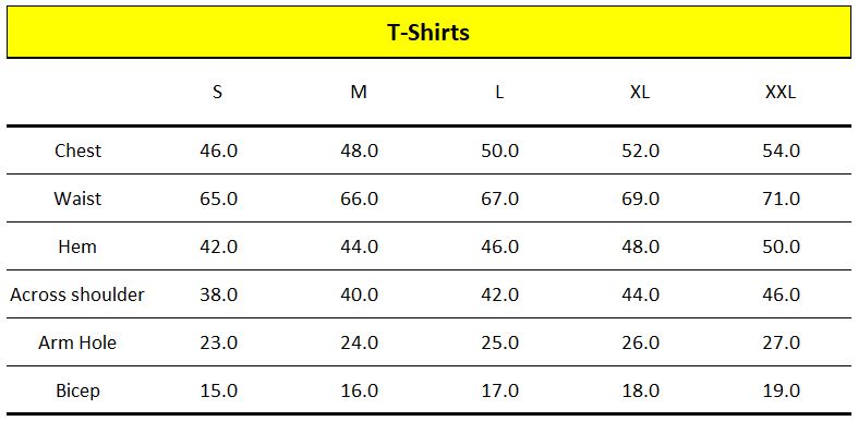 MCR Size Guide