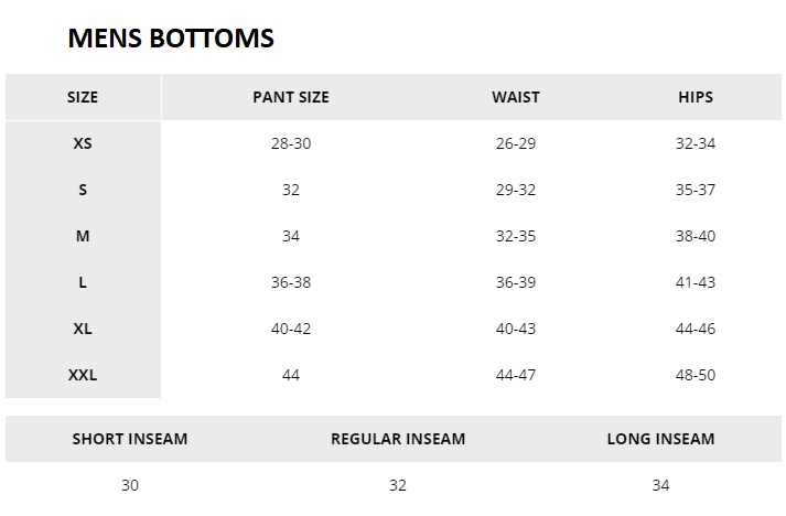 Columbia Sportswear Size Chart