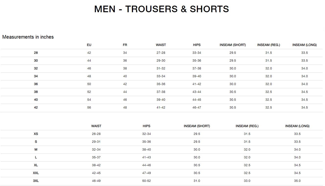 North Face Sizing Chart