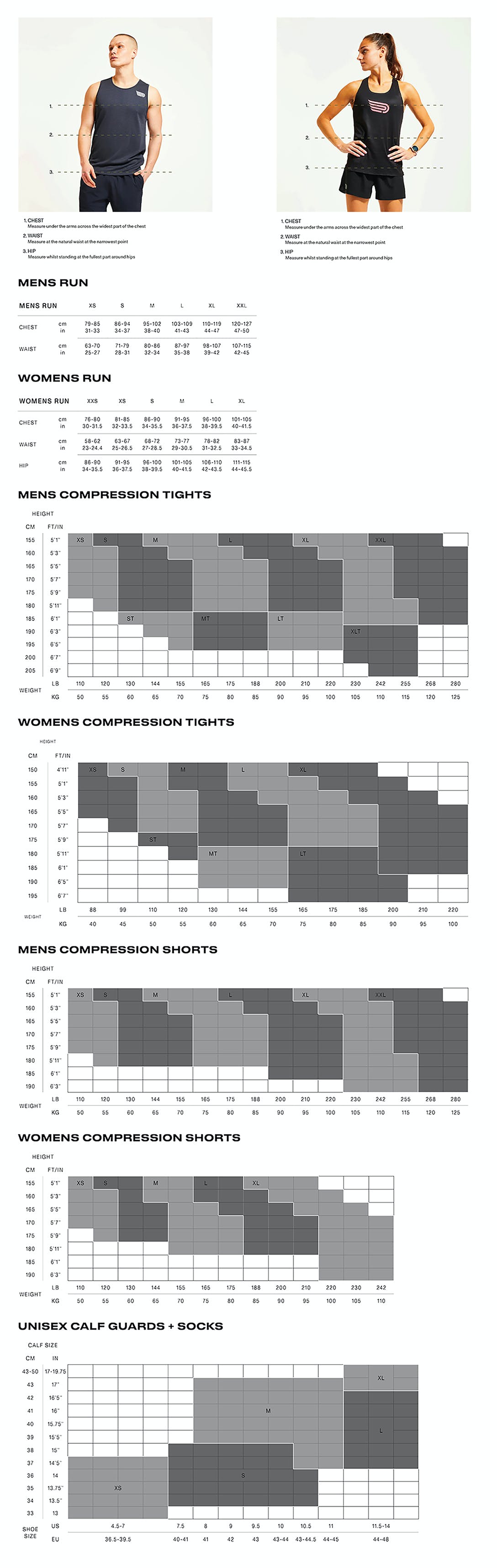 Xscape Size Chart