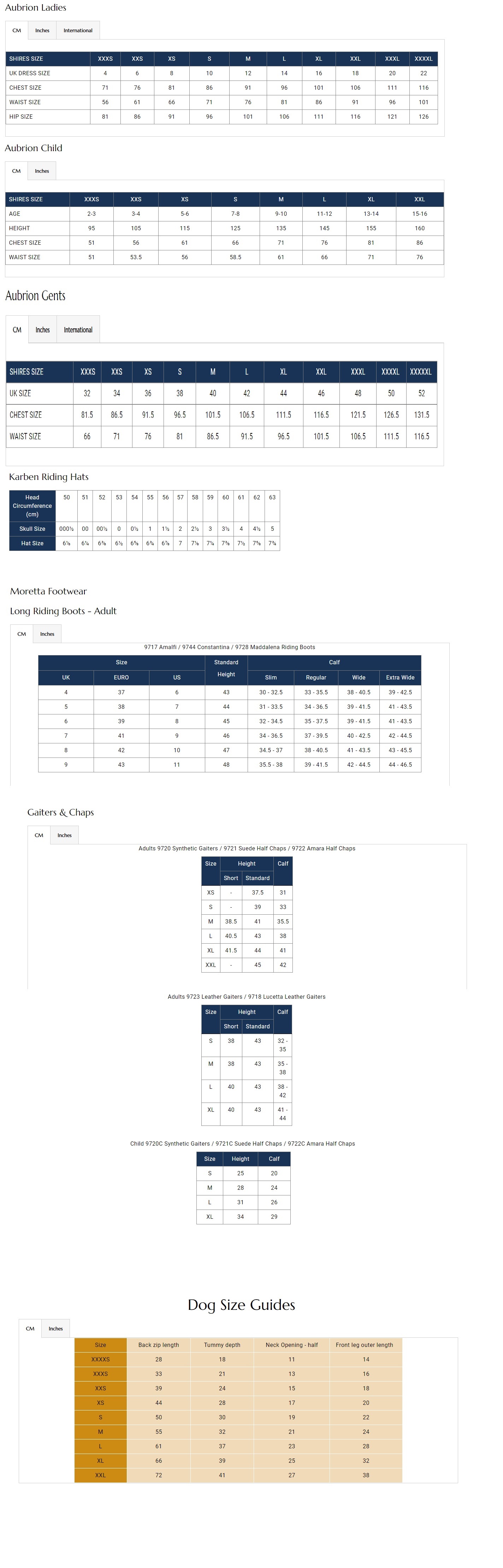 shires-equestrian-size-guide