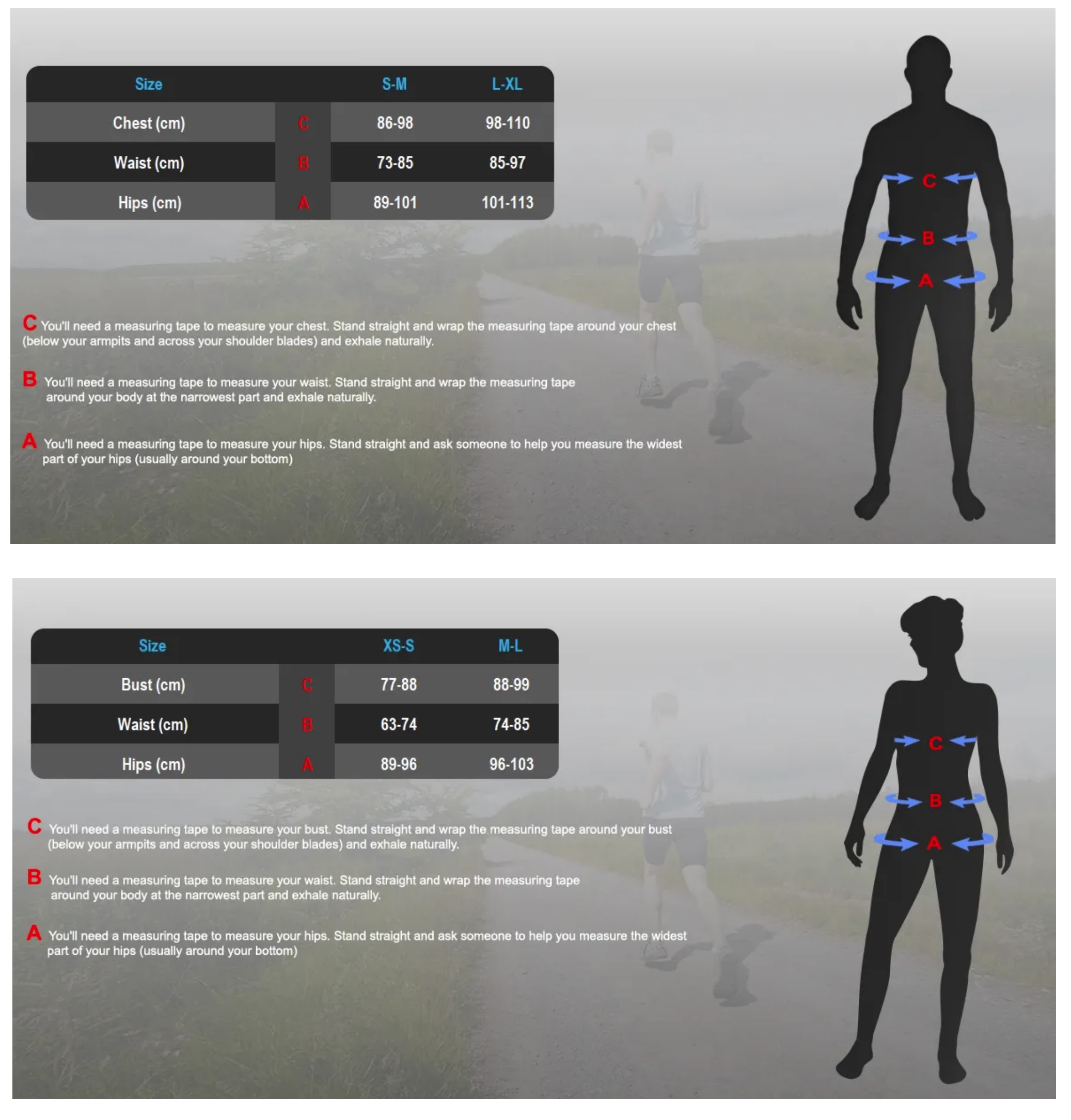 Skinergy Size Guide