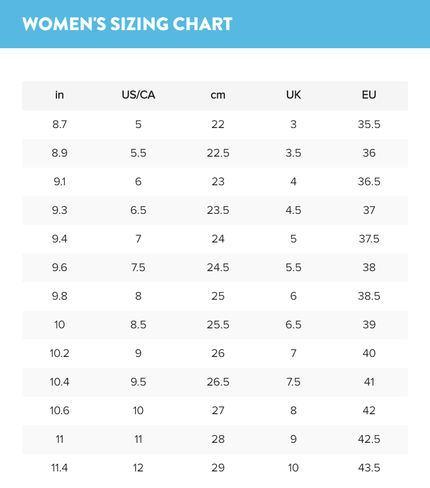 TOMS Size Guide