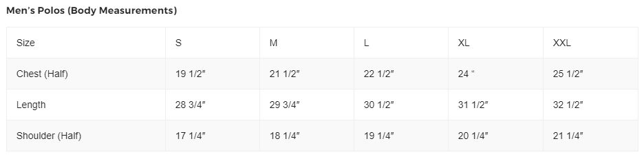 Travis Mathew Size Guide