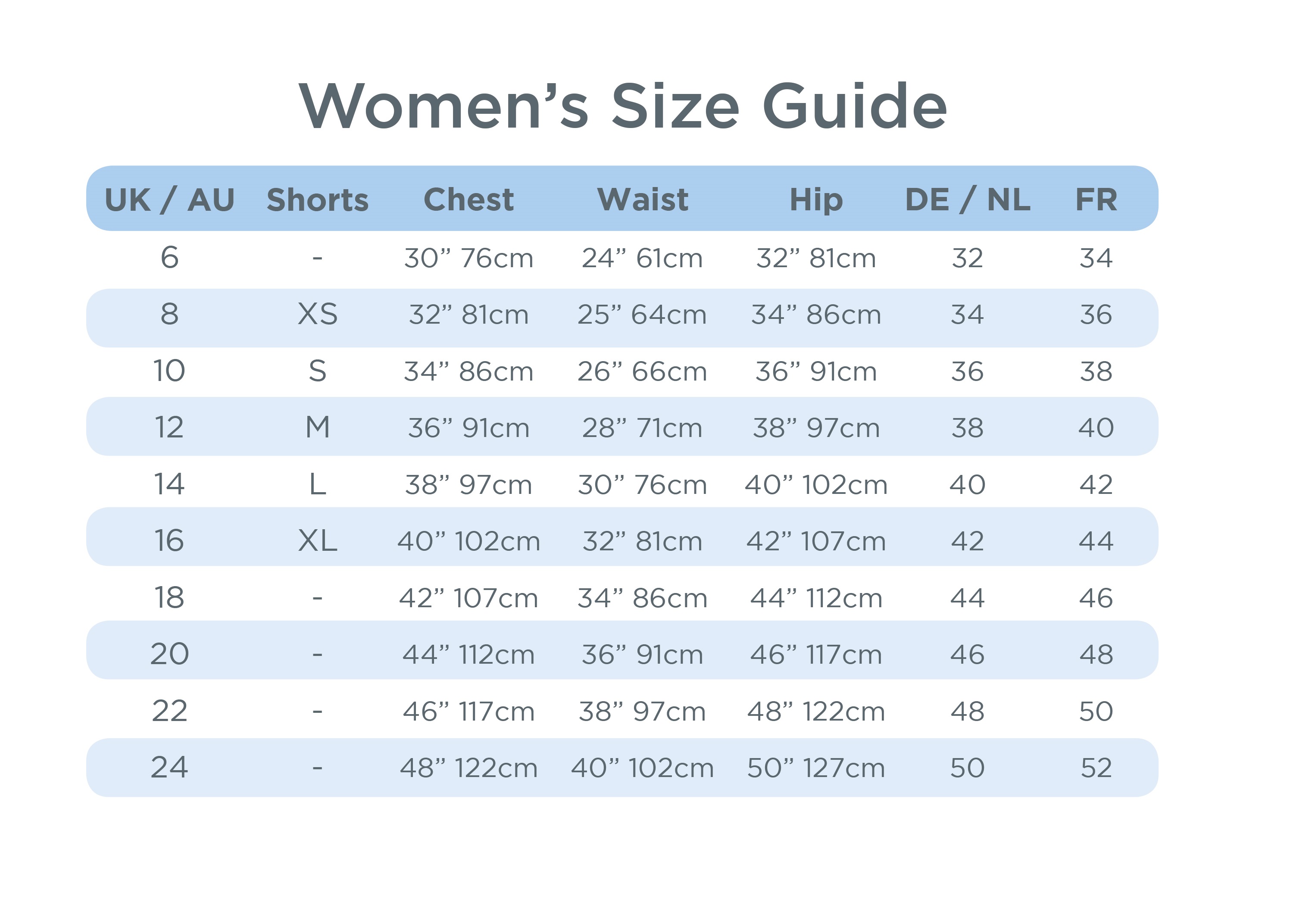 Zoggs Size Guide