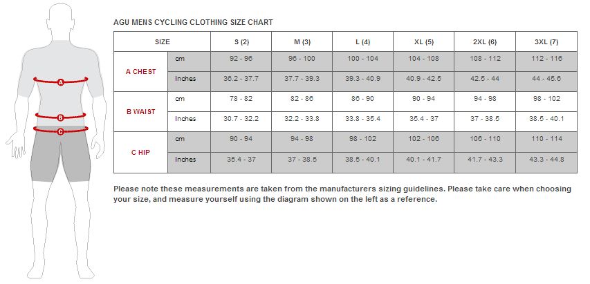 Craft Cycling Jersey Size Chart