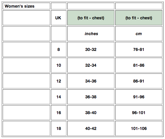 Bam Bamboo Clothing Size Guide