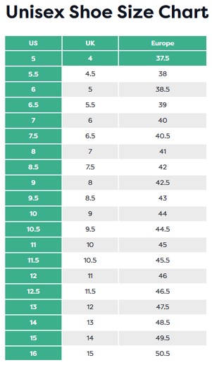 Brooks Size Guide