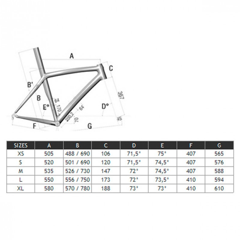 Dedacciai Cycling Frames Size Guide