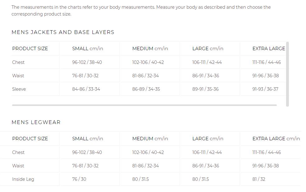 Jottnar Size Guide