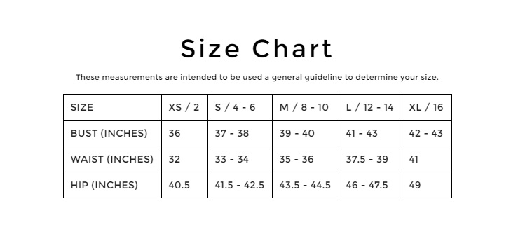 Dawn Levy Size Chart