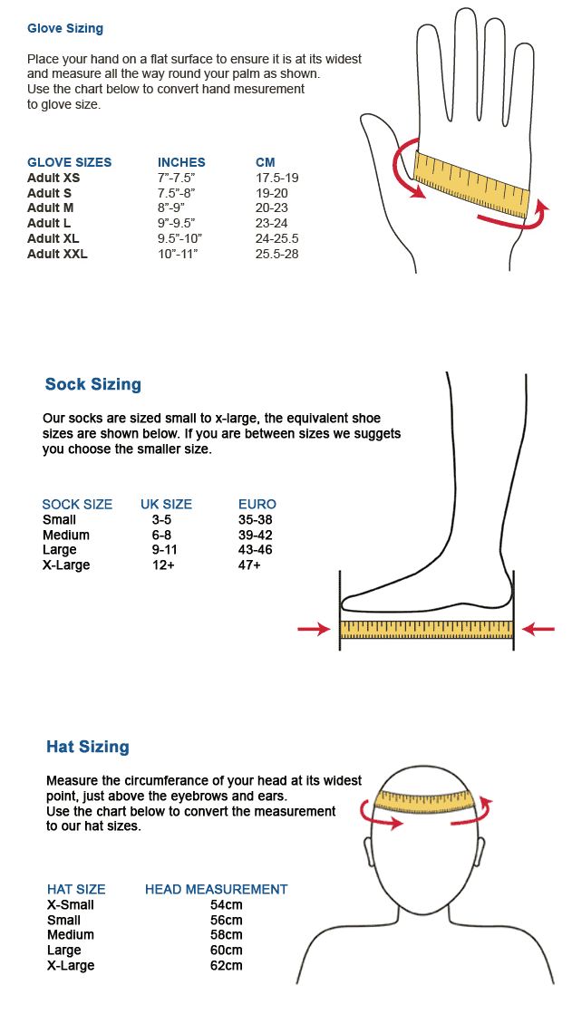 Extremities Size Guide