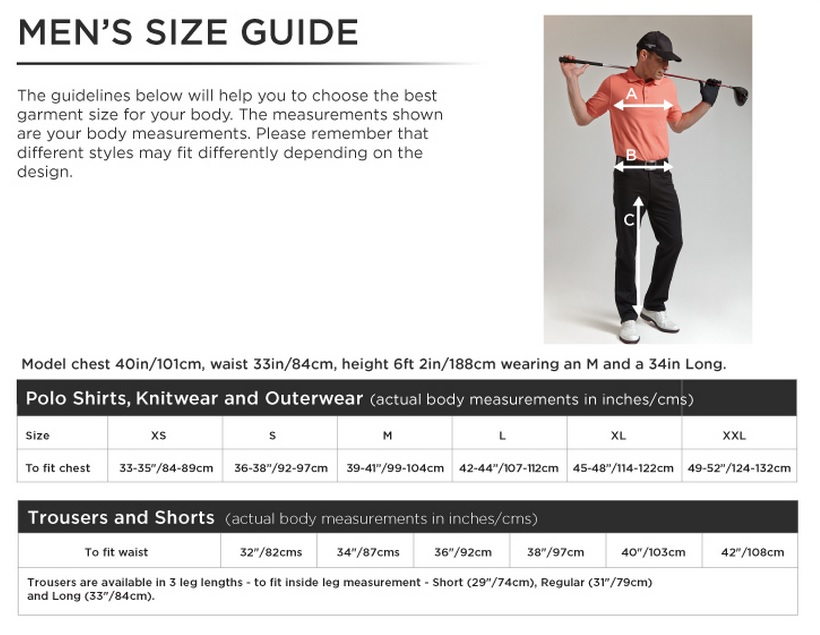 Glenmuir Size Guide