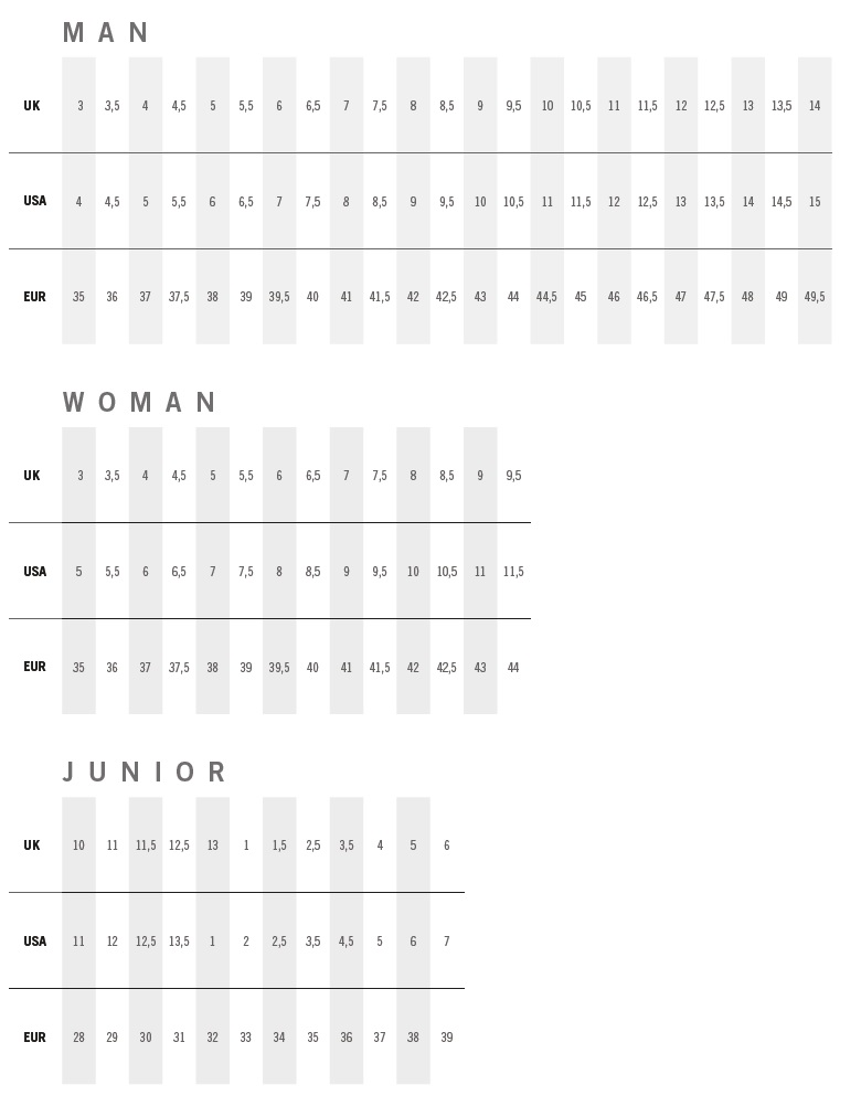 Garmont Boot Size Chart