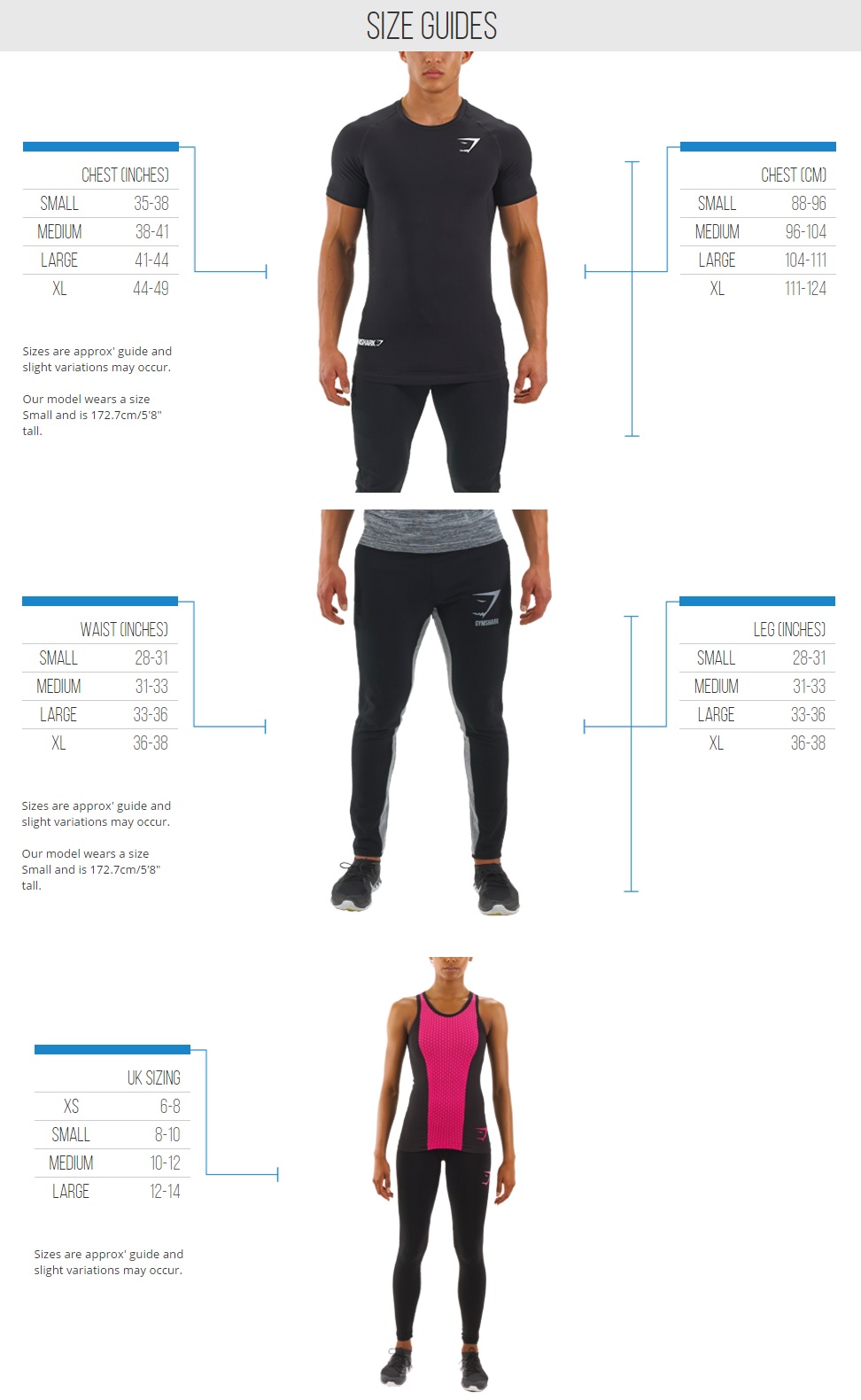are gymshark flex leggings true to size chart