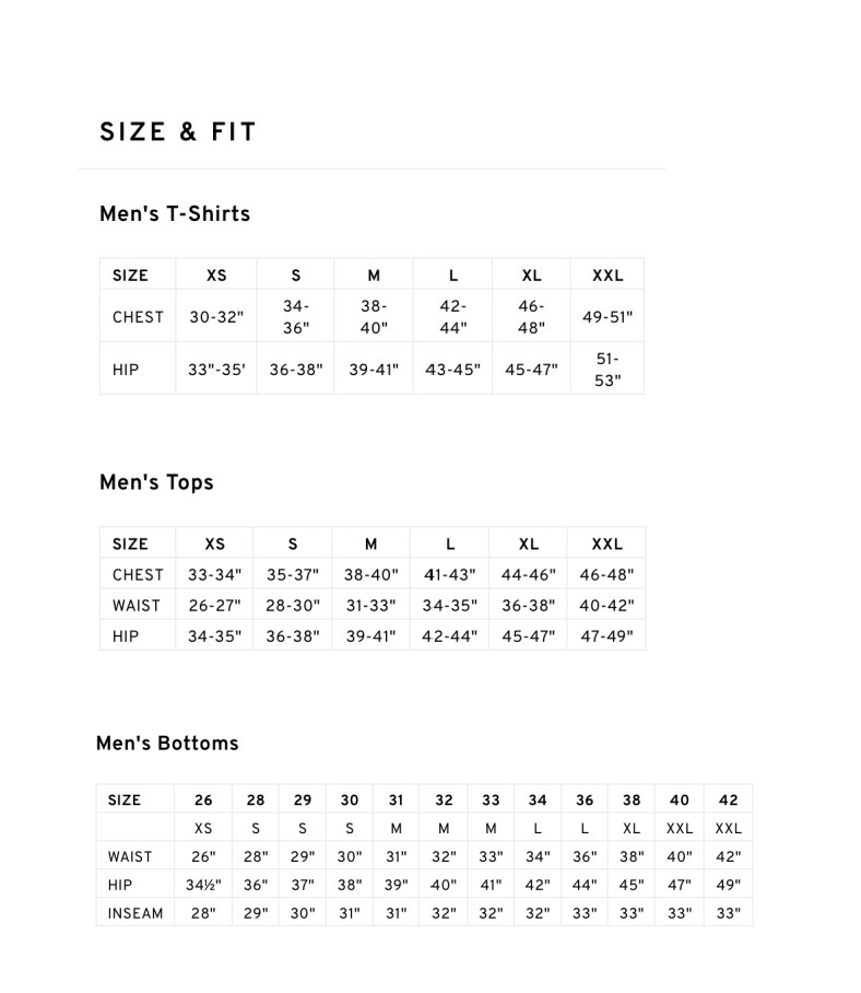 Huff Size Guide