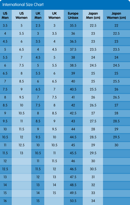Brooks Size Guide