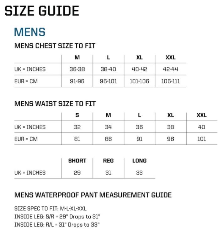 Men's Clothing Size Guide