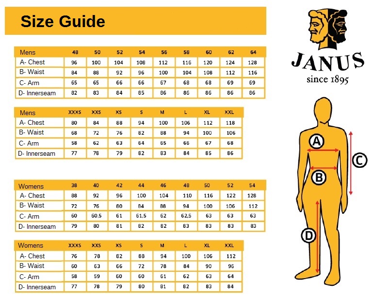 Janus Size Guide