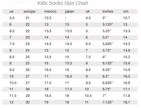 Ski Sock Size Chart