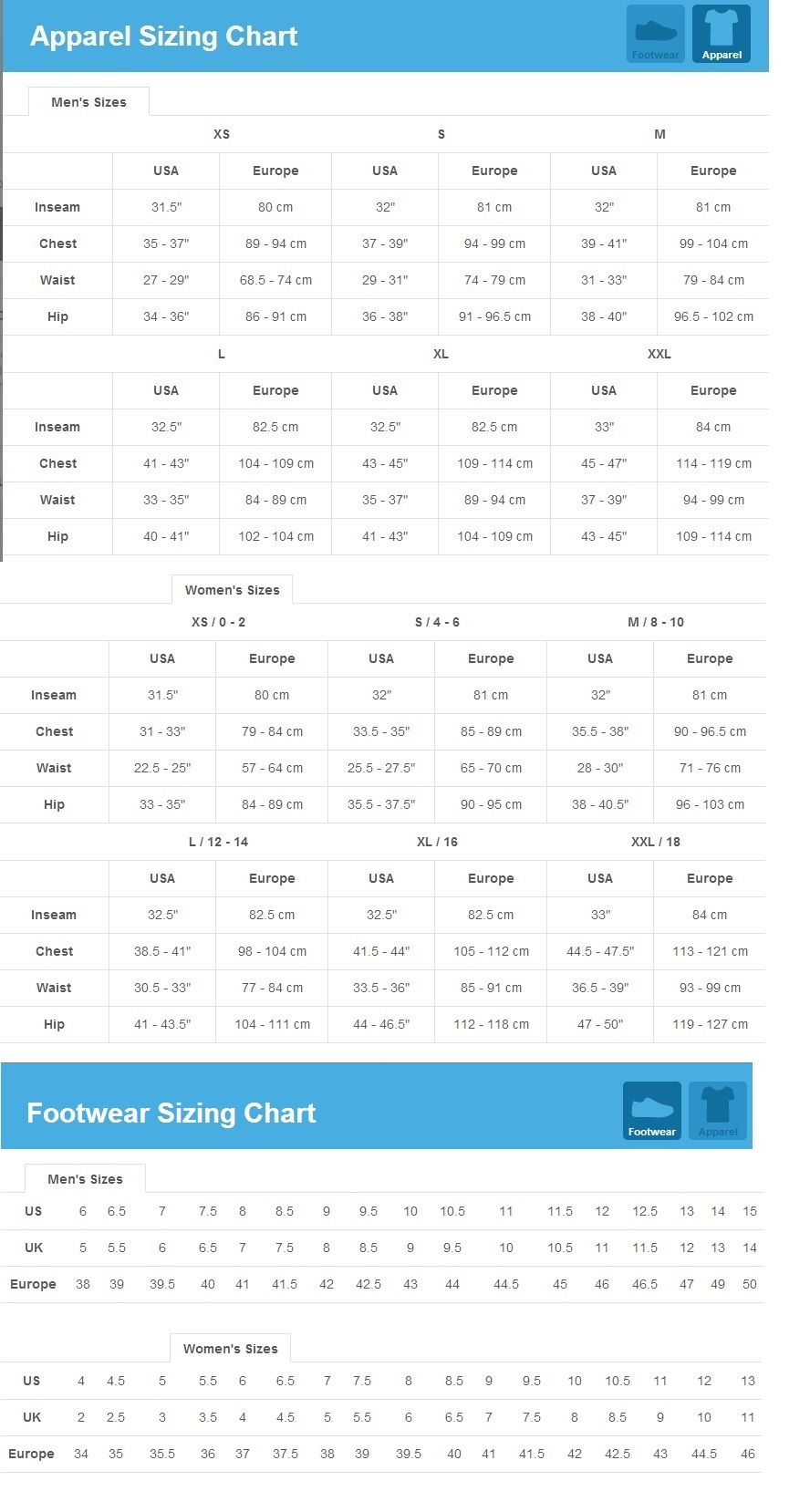K Swiss Shoe Size Chart