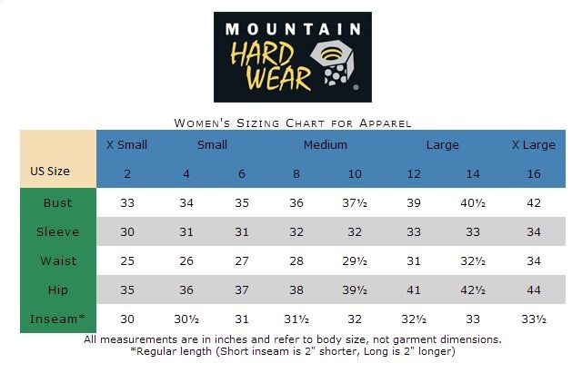 Mountain Hardwear Size Guide | SportPursuit.com